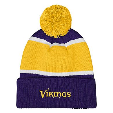 Girls Outerstuff Purple Minnesota Vikings Let's Play Cuffed Knit Hat with Pom