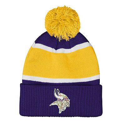 Girls Outerstuff Purple Minnesota Vikings Let's Play Cuffed Knit Hat with Pom