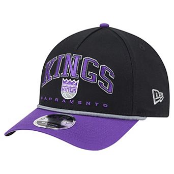 Men's New Era Black Sacramento Kings Bold Arch 9FORTY A-Frame M-Crown Adjustable Hat