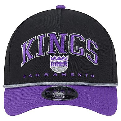 Men's New Era Black Sacramento Kings Bold Arch 9FORTY A-Frame M-Crown Adjustable Hat