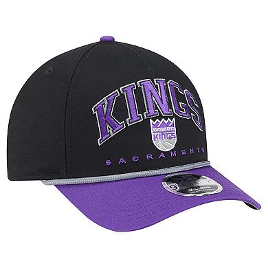 Men's New Era Black Sacramento Kings Bold Arch 9FORTY A-Frame M-Crown Adjustable Hat