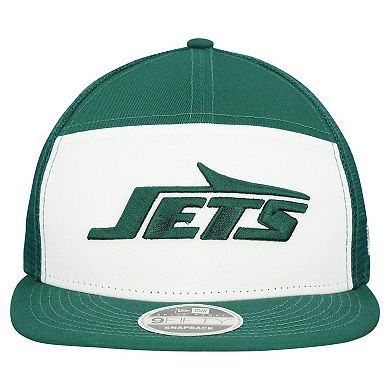 Men's New Era White/Green New York Jets Outdoor Split Panel 9FIFTY Snapback Hat
