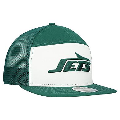 Men's New Era White/Green New York Jets Outdoor Split Panel 9FIFTY Snapback Hat