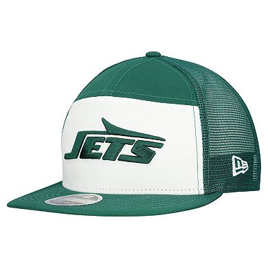 Men's New Era White/Green New York Jets Outdoor Split Panel 9FIFTY Snapback Hat