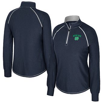 Women's Colosseum Navy Notre Dame Fighting Irish Bikram Raglan Quarter-Zip Top