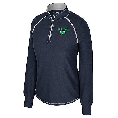 Women's Colosseum Navy Notre Dame Fighting Irish Bikram Raglan Quarter-Zip Top