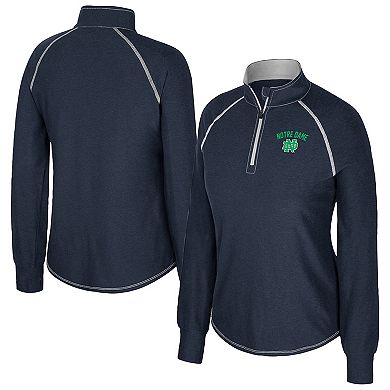 Women's Colosseum Navy Notre Dame Fighting Irish Bikram Raglan Quarter-Zip Top