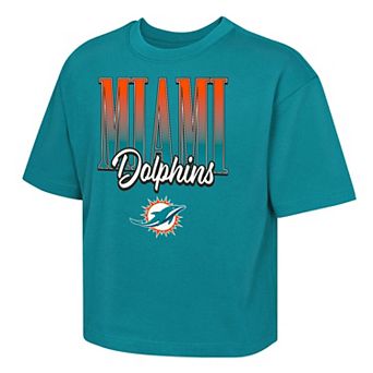Girls Youth Outerstuff Aqua Miami Dolphins Big City Boxy T-Shirt