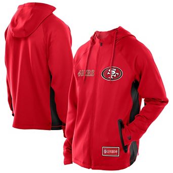 Men's New Era Scarlet San Francisco 49ers Combine Authentic Raglan Scuba Full-Zip Hoodie