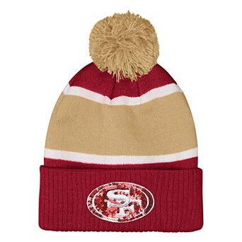 Girls Outerstuff Scarlet San Francisco 49ers Let's Play Cuffed Knit Hat with Pom