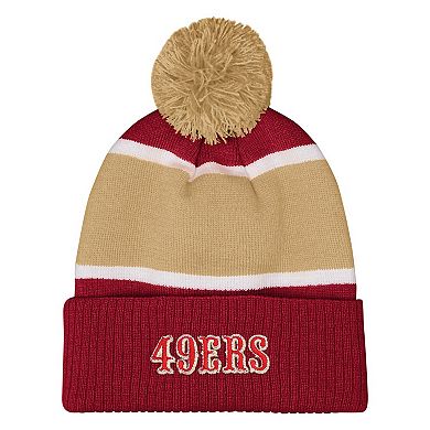 Girls Outerstuff Scarlet San Francisco 49ers Let's Play Cuffed Knit Hat with Pom