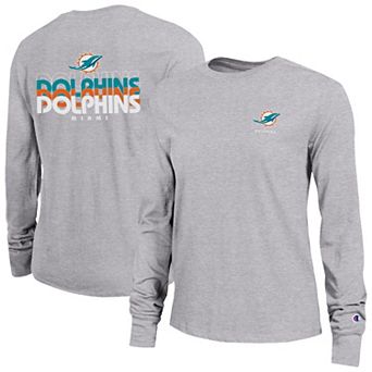 Women's Champion Heather Gray Miami Dolphins Core Long-Sleeve T-Shirt