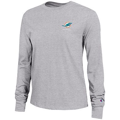 Women's Champion Heather Gray Miami Dolphins Core Long-Sleeve T-Shirt