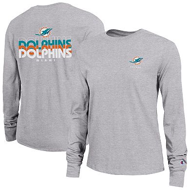 Women's Champion Heather Gray Miami Dolphins Core Long-Sleeve T-Shirt