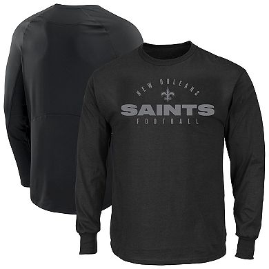 Men's Fanatics Black New Orleans Saints Big & Tall Coverage Scheme Long Sleeve T-Shirt