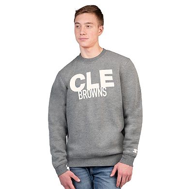 Men's Starter Charcoal Cleveland Browns Assist Fleece Crewneck Sweatshirt