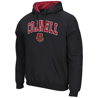 Men's Colosseum Black Cornell Big Red Arch & Logo 3.0 Pullover Hoodie