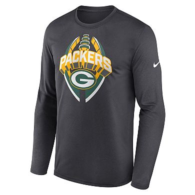 Men's Nike Anthracite Green Bay Packers Primetime Legend Icon Performance Long Sleeve T-Shirt