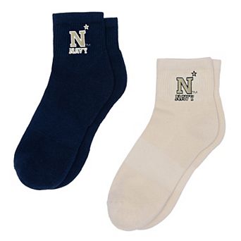 Women's ZooZatz Cream/Navy Navy Midshipmen Two-Pack Quarter-Length Socks