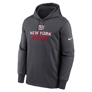 Men's Nike Anthracite New York Giants Toss Sweep Performance Pullover Hoodie