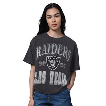 Women's Starter Heather Black Las Vegas Raiders Oversized Hall of Fame T-Shirt