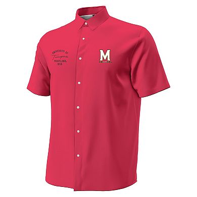 Men's Under Armour Red Maryland Terrapins Gameday Armourfuse Camp Button-Up Shirt