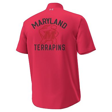 Men's Under Armour Red Maryland Terrapins Gameday Armourfuse Camp Button-Up Shirt