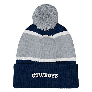 Girls Youth Outerstuff Navy Dallas Cowboys Let's Play Cuffed Knit Hat with Pom
