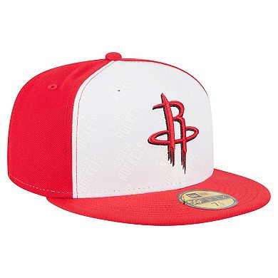 Men's New Era White/Red Houston Rockets Repeat 59Fifty Fitted Hat
