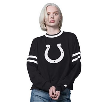 Women's Starter Black Indianapolis Colts Rally Drop Shoulder Crewneck Sweatshirt