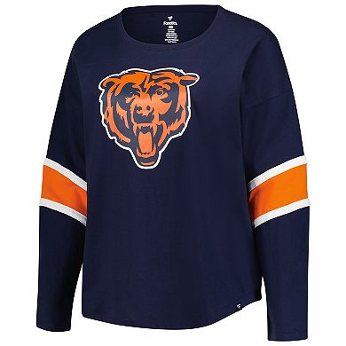 Women's Fanatics Navy Chicago Bears Plus Size Redzone 3/4-Sleeve Scoop Neck T-Shirt
