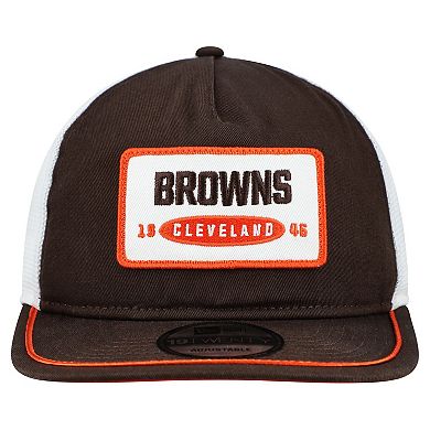 Men's New Era Brown/White Cleveland Browns Patch 19TWENTY Adjustable Hat