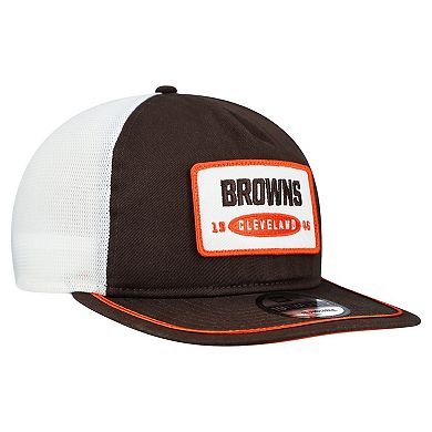 Men's New Era Brown/White Cleveland Browns Patch 19TWENTY Adjustable Hat