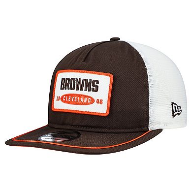 Men's New Era Brown/White Cleveland Browns Patch 19TWENTY Adjustable Hat
