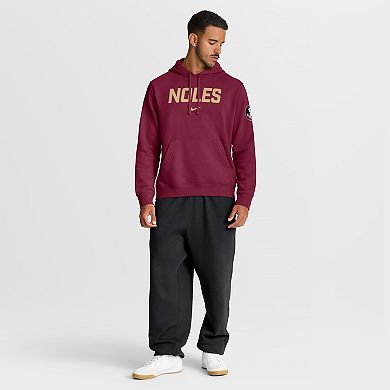 Men's Nike Garnet Florida State Seminoles Nickname Club Fleece Pullover Hoodie