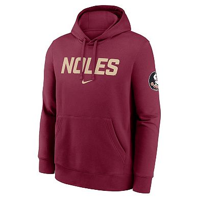 Men's Nike Garnet Florida State Seminoles Nickname Club Fleece Pullover Hoodie