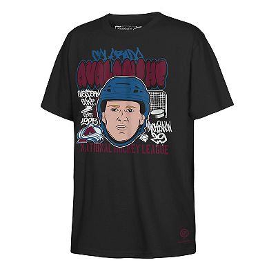 Youth Mitchell & Ness Nathan MacKinnon Black Colorado Avalanche Caricature T-Shirt