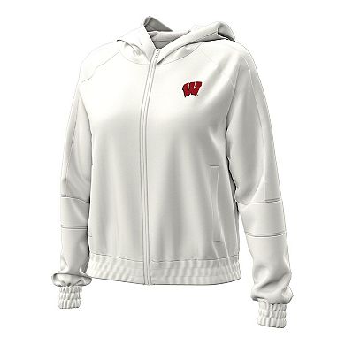 Women's Under Armour Natural Wisconsin Badgers Gameday Rival Fleece Full-Zip Cropped Hoodie