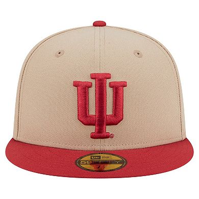 Men's New Era Khaki Indiana Hoosiers Two-Tone 59FIFTY Fitted Hat