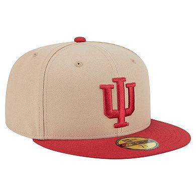 Men's New Era Khaki Indiana Hoosiers Two-Tone 59FIFTY Fitted Hat