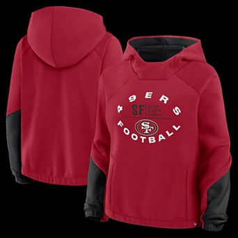 Women's Fanatics Scarlet San Francisco 49ers Oversized��Redzone Bubble Screen Pullover Hoodie