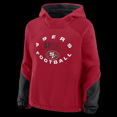 Women's Fanatics Scarlet San Francisco 49ers Oversized Redzone Bubble Screen Pullover Hoodie
