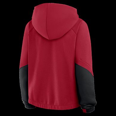 Women's Fanatics Scarlet San Francisco 49ers Oversized Redzone Bubble Screen Pullover Hoodie