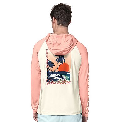 "Men's Margaritaville Cream/Amber Miami Dolphins Sand, Sea, Sunsets Long-Sleeve Rashguard Hoodie Pullover"
