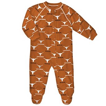 Infant Outerstuff Texas Orange Texas Longhorns All-Over Print Raglan Full-Zip Coverall