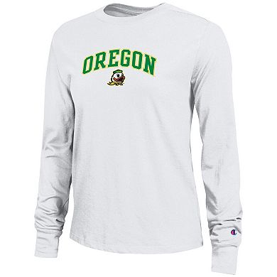 Women's Champion White Oregon Ducks Arch Over Logo Long Sleeve T-Shirt