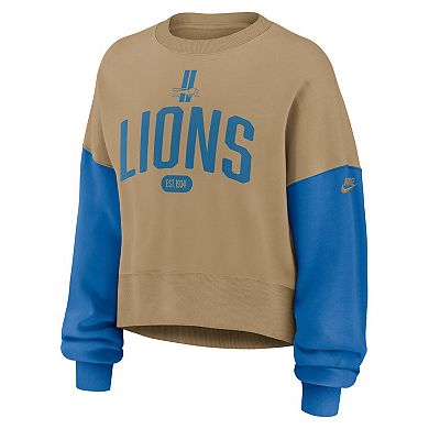 Women's Nike Tan Detroit Lions Oversized Rewind Pullover Sweatshirt