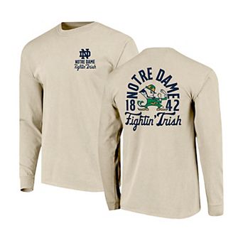 Men's Natural Notre Dame Fighting Irish Comfort Colors Mascot Overlay Long Sleeve T-Shirt