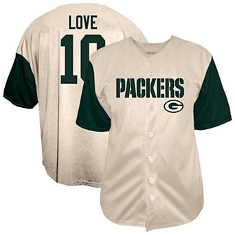 Men's Fanatics Jordan Love Cream Green Bay Packers Big & Tall Baseball Button-Up Shirt