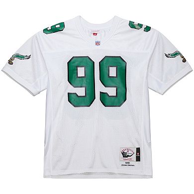 Men's Mitchell & Ness Jerome Brown White Philadelphia Eagles 1991 Authentic Throwback Retired Player Jersey